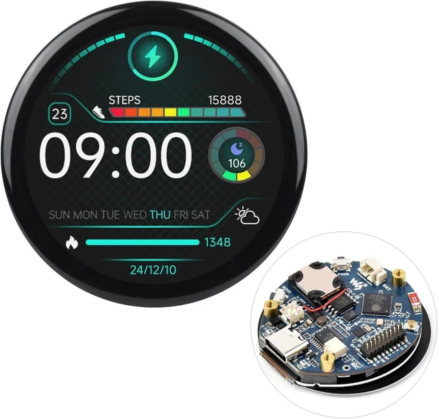 Main image of Waveshare ESP32-S3 1.46inch Round Display Development Board, 412×412, Supports Wi-Fi & BLT, Accelerometer and Gyroscope Sensor, Onboard Speaker and Microphone, with Protective Cover Glass