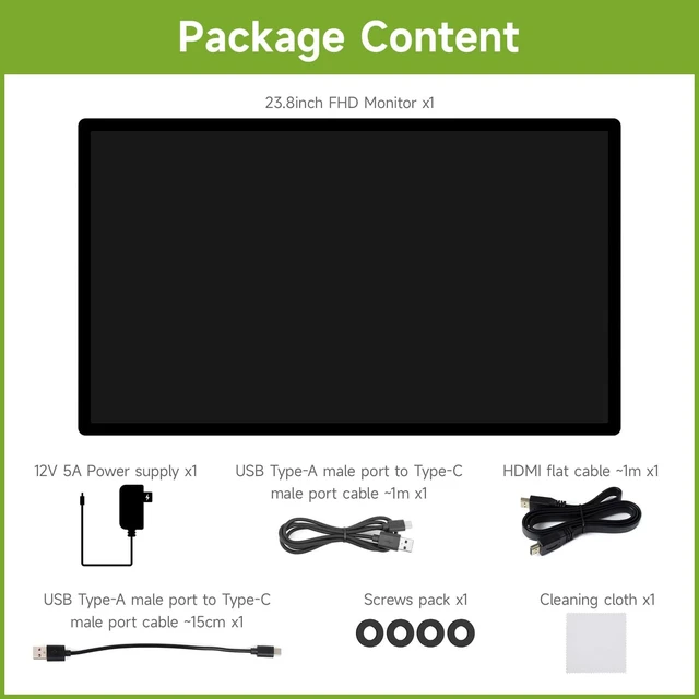 Alt view image 2 of 7 - waveshare 23.8inch Capacitive Touch Monitor, 1920×1080 Full HD, Optical Bonding Toughened Glass Panel, HDMI Display Interface, 10-Point Touch
