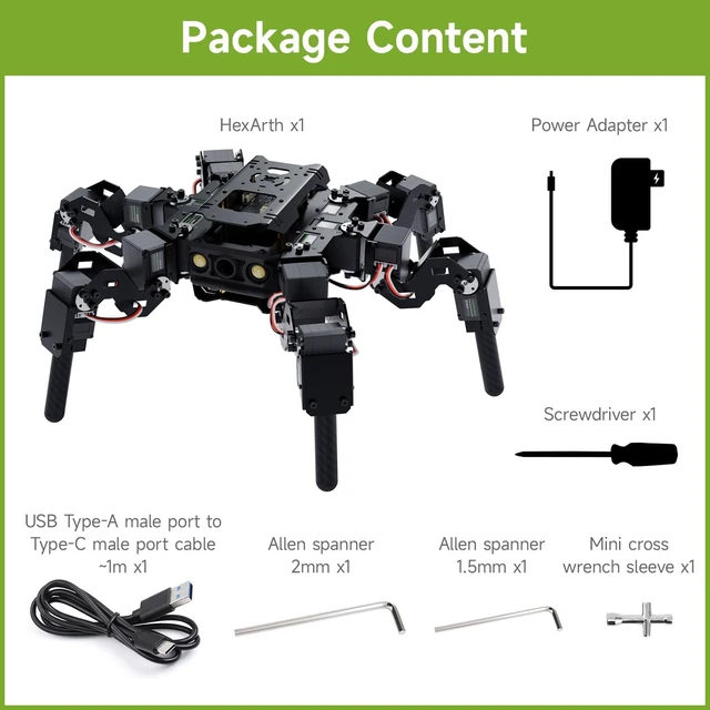Alt view image 2 of 7 - Waveshare 18-DOF Hexapod Educational Robot Kit for Ages 18 and Above