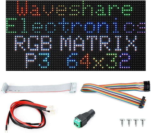 Main image of Waveshare RGB Full-Color LED Matrix Panel, 3mm Pitch, 64 × 32 Pixels, Adjustable Brightness, GOB Version