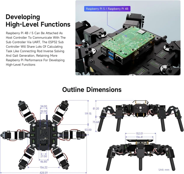 Alt view image 7 of 7 - Waveshare 18-DOF Hexapod Educational Robot Kit for Ages 18 and Above