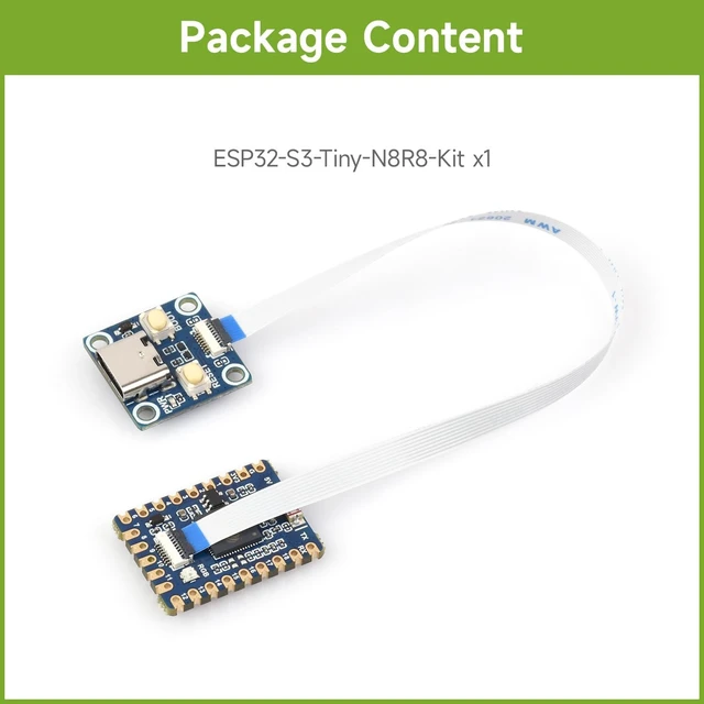 Alt view image 2 of 6 - Waveshare ESP32-S3 Mini Development Board, Based on ESP32-S3FH4R2/ESP32-S3-PICO-1-N8R8 Dual-Core Processor, 8MB Flash and 8MB PSRAM, Development Board + Adapter Board + FPC Cable