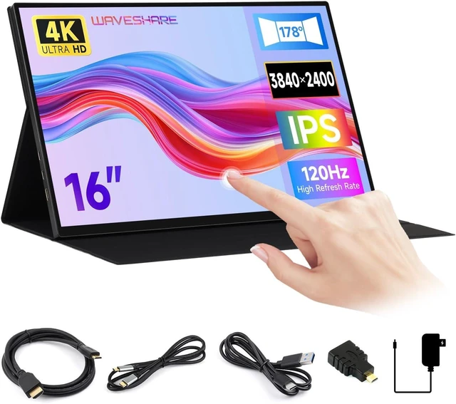 Main image of waveshare Luckfox 16inch 4K Portable Touch Monitor with Magnetic Protective Case, 3840 × 2400 Resolution, HDR 120Hz Refresh Rate, IPS Panel, Optical Bonding, 10-Point Touch