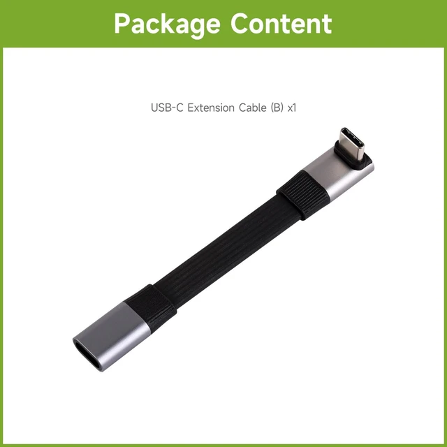 Alt view image 2 of 5 - Waveshare USB4 V2.0 Full-Featured Type-C Extension Cable, 80Gbps Data Transfer, Supports 90° Bending, Flexible TPE Jacket, 8K at 60Hz HD Video Transmission, 90° Right-Angle Male Port