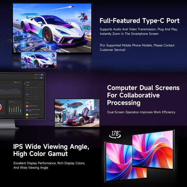 Alt view image 5 of 7 - waveshare Luckfox 16inch 2K Portable Touch Monitor with Magnetic Protective Case, 2560 × 1600 Resolution, HDR 165Hz Refresh Rate, IPS Panel, Optical Bonding, 10-Point Touch