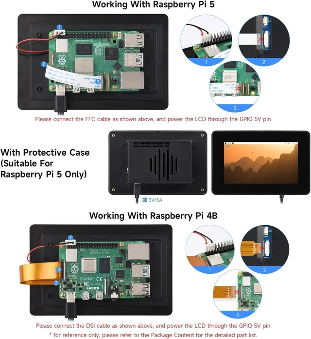 Alt view image 5 of 7 - Waveshare 5inch DSI Capacitive Touch Display, 720×1280 Pixels, IPS Panel, 5-Point Touch, Optical Bonding Toughened Glass Panel, with Protective Case