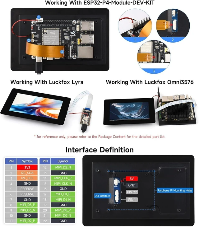 Alt view image 6 of 7 - Waveshare 5inch DSI Capacitive Touch Display, 720×1280 Pixels, IPS Panel, 5-Point Touch, Optical Bonding Toughened Glass Panel, with Protective Case