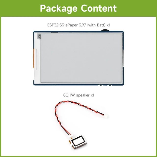 Alt view image 2 of 7 - Waveshare ESP32-S3 3.97inch e-Paper Development Board, 800 × 480 Resolution, Supports Wi-Fi/BLE 5, and AI Voice Interaction, Onboard Microphone, with BAT