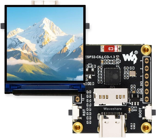 Main image of Waveshare ESP32-C6 1.3inch LCD Display Development Board, 240 × 240 Pixels, 262K Color, Supports Wi-Fi 6 and BLE 5