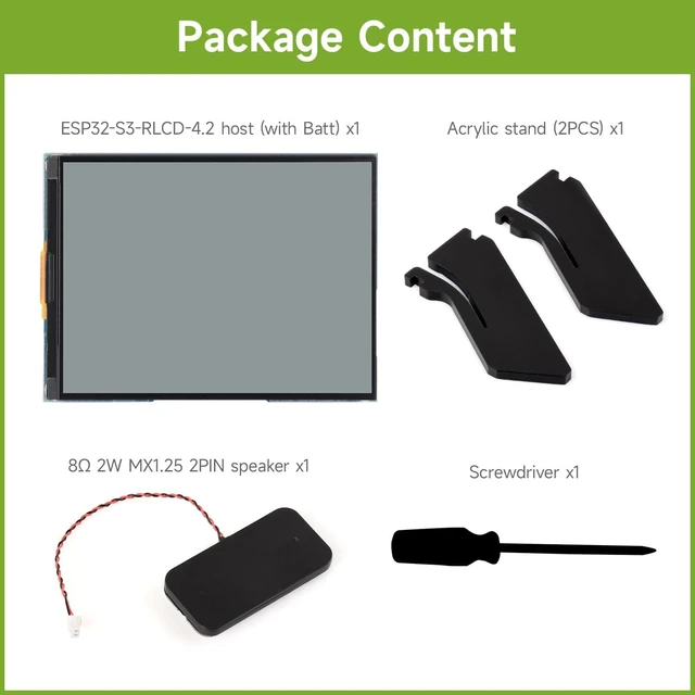 Alt view image 2 of 7 - Waveshare ESP32-S3 4.2inch RLCD Development Board, 300 × 400 Resolution, Supports W-F & BLE Dual-Mode Communication and AI Voice Interaction