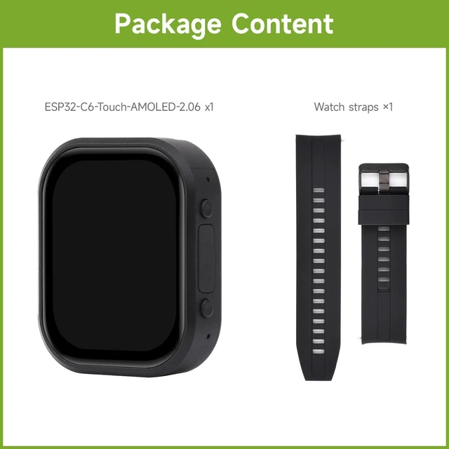 Alt view image 2 of 7 - Waveshare ESP32-C6 2.06inch AMOLED Touch Watch Development Board, 410×502 Pixels, RISC-V 32-bit Processor, Supports Wi-Fi 6 / BLE5 / Zigbee, ESP32 with Display, Without BAT