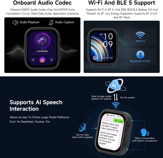 Alt view image 6 of 7 - Waveshare ESP32-C6 2.06inch AMOLED Touch Watch Development Board, 410×502 Pixels, RISC-V 32-bit Processor, Supports Wi-Fi 6 / BLE5 / Zigbee, ESP32 with Display, Without BAT
