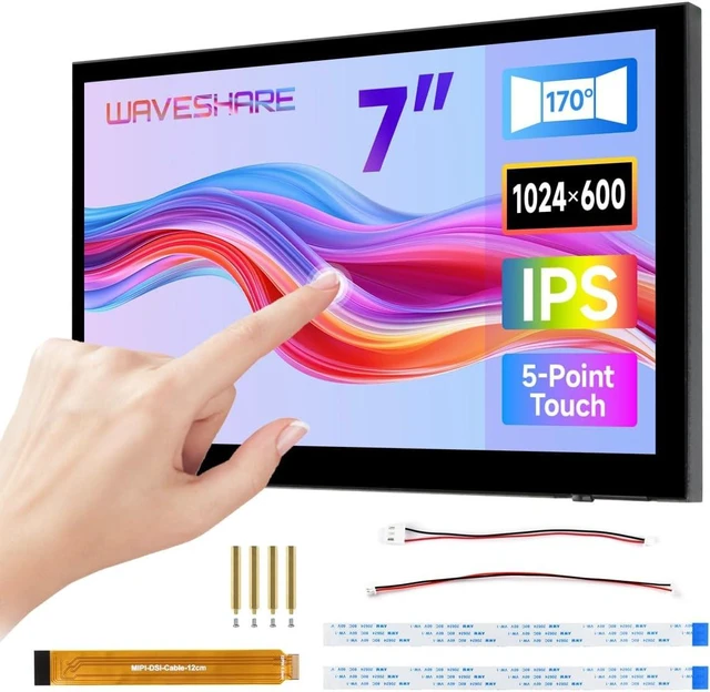 Main image of Waveshare 7inch DSI Capacitive Touch Display Compatible with Raspberry Pi OS, 1024 × 600 Pixels, IPS Panel, 5-Point Touch, Supports Backlight Adjustment Via Software