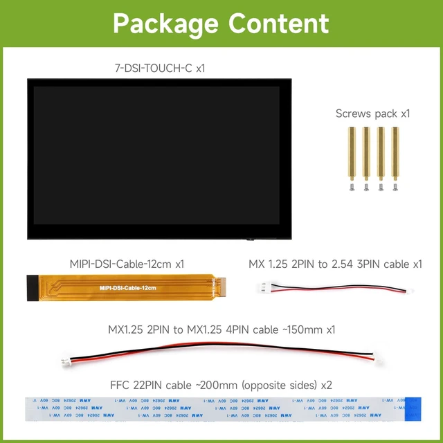 Alt view image 2 of 6 - Waveshare 7inch DSI Capacitive Touch Display Compatible with Raspberry Pi OS, 1024 × 600 Pixels, IPS Panel, 5-Point Touch, Supports Backlight Adjustment Via Software