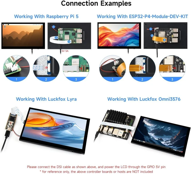 Alt view image 5 of 6 - Waveshare 7inch DSI Capacitive Touch Display Compatible with Raspberry Pi OS, 1024 × 600 Pixels, IPS Panel, 5-Point Touch, Supports Backlight Adjustment Via Software