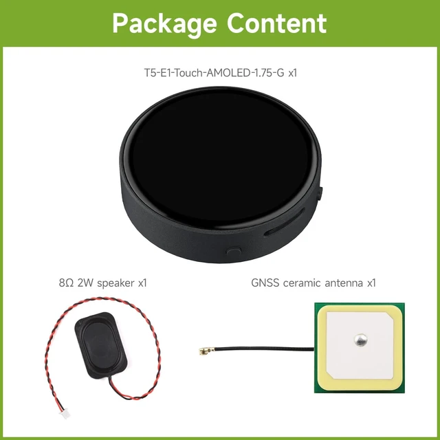 Alt view image 2 of 7 - Waveshare Tuya T5-E1 1.75inch AMOLED Round Dev Board, 466 × 466 Touch Display, QSPI Interface, Supports Smart Global AI Cloud Development Platform/Multiple Large Models, All-in-One,with GPS Module