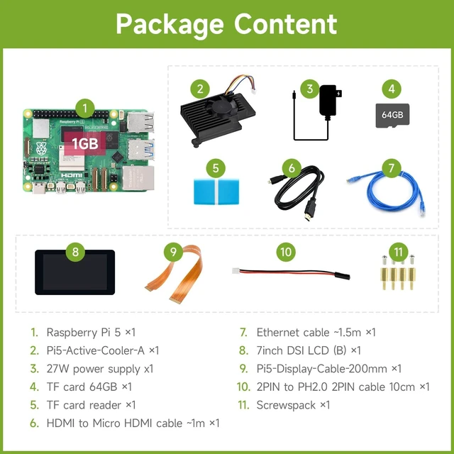Alt view image 2 of 7 - Waveshare RPI5-1GB Display Kit B,Bundle with Raspberry pi 5 1GB, 7inch DSI Display (800×480 Resolution, 5-Point Touch) and so on