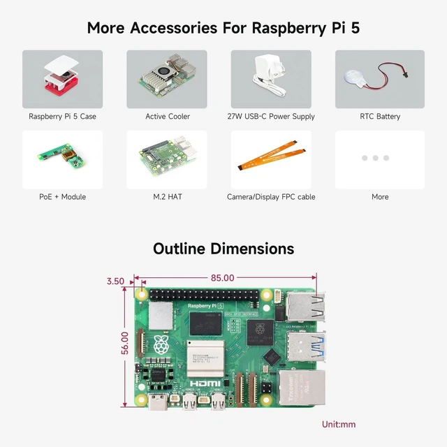 Alt view image 7 of 7 - Waveshare PI5-8GB AI Kit, Compatible with Raspberry Pi 5, Bundle with Raspberry Pi 5 8GB, Raspberry Pi AI HAT+ 13T, PI5-IMX219-77 Camera, Cooler, 64GB TF Card, Cable and so on (9 Items)