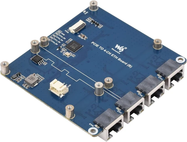 Alt view image 7 of 7 - Waveshare PCIe to 4-Ch 2.5G ETH Board (B) Compatible with Raspberry Pi 5/RPi OS, Driver-Free, Plug and Play