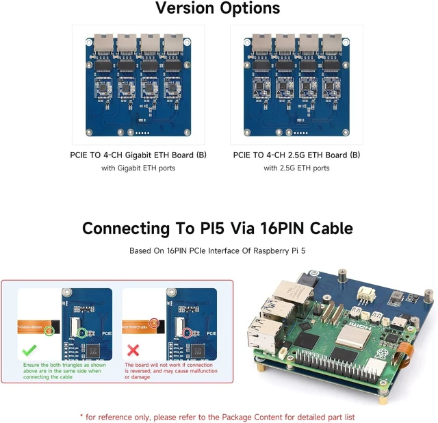 Alt view image 4 of 7 - Waveshare PCIe to 4-Ch 2.5G ETH Board (B) Compatible with Raspberry Pi 5/RPi OS, Driver-Free, Plug and Play