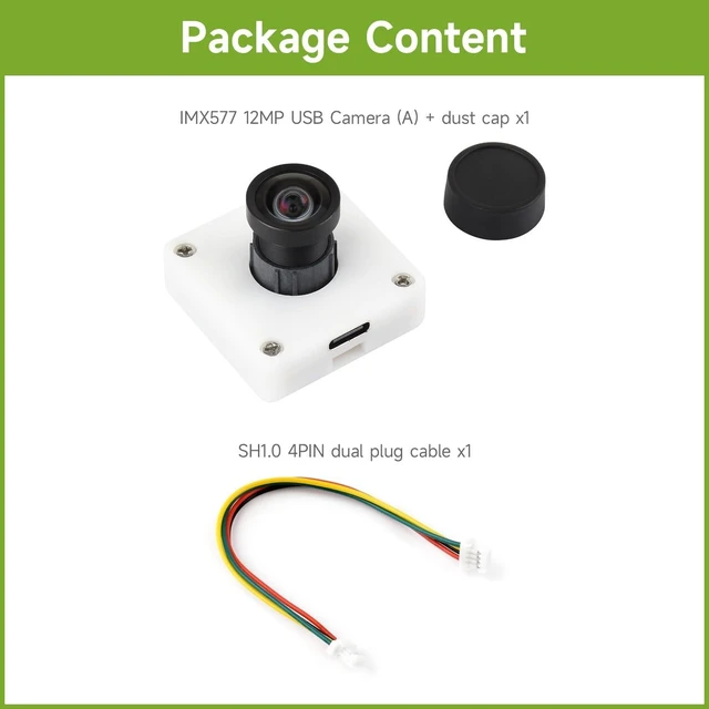 Alt view image 2 of 5 - Waveshare IMX577 12MP USB Camera (A), 3840 × 3024 Resolution, 113° FOV, Distortion-Free, Plug and Play
