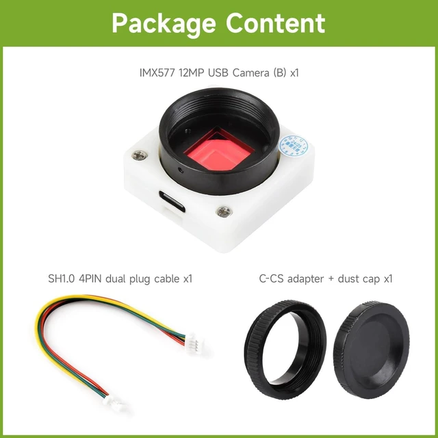 Alt view image 2 of 5 - Waveshare IMX577 12MP USB Camera (B), 3840 × 3024 Resolution, Plug and Play, Supports C/CS Lenses