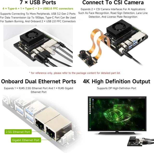 Alt view image 5 of 7 - Waveshare Jetson Orin Nano AI Dual ETH Development Kit for Embedded and Edge Systems, Bundle with 8GB Memory Jetson Orin Nano Module