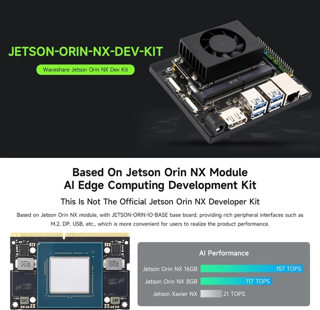 Alt view image 3 of 7 - Waveshare Jetson Orin NX AI Development Kit for Embedded and Edge Systems 8GB Memory Memory Jetson Orin NX Module Package B (11 Items),Comes with a Free 256 GB NVMe Solid State Drive
