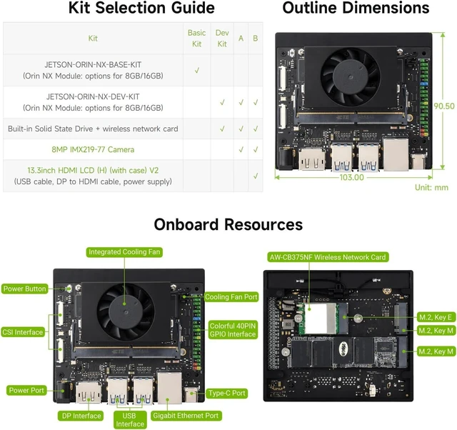 Alt view image 6 of 7 - Waveshare Jetson Orin NX AI Development Kit for Embedded and Edge Systems, Bundle with 8GB Memory Jetson Orin NX Module