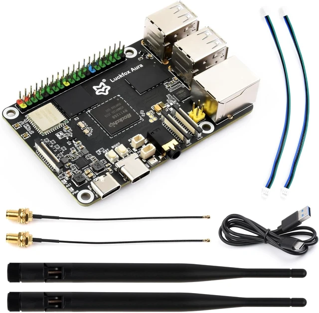 Main image of Waveshare Luckfox Aura High-Performance Linux Development Board, Rockchip RV1126B Quad-Core 1.6GHz Processor, 3 Tops Computing Power, 4K Encoding and Decoding, 4GB RAM, 64GB eMMC Flash