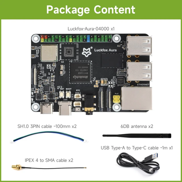 Alt view image 2 of 7 - Waveshare Luckfox Aura High-Performance Linux Development Board, Rockchip RV1126B Quad-Core 1.6GHz Processor, 3 Tops Computing Power, 4K Encoding and Decoding, 4GB RAM, 0GB eMMC Flash
