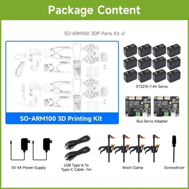 Alt view image 2 of 7 - Waveshare SO-ARM100, Open-Source 6-Axis Robotic Arm, Native Support for Hugging Face LeRobot, High-Torque Bus Servo, Photosensitive Resin 3D-Printed Parts, 3D Parts Kit
