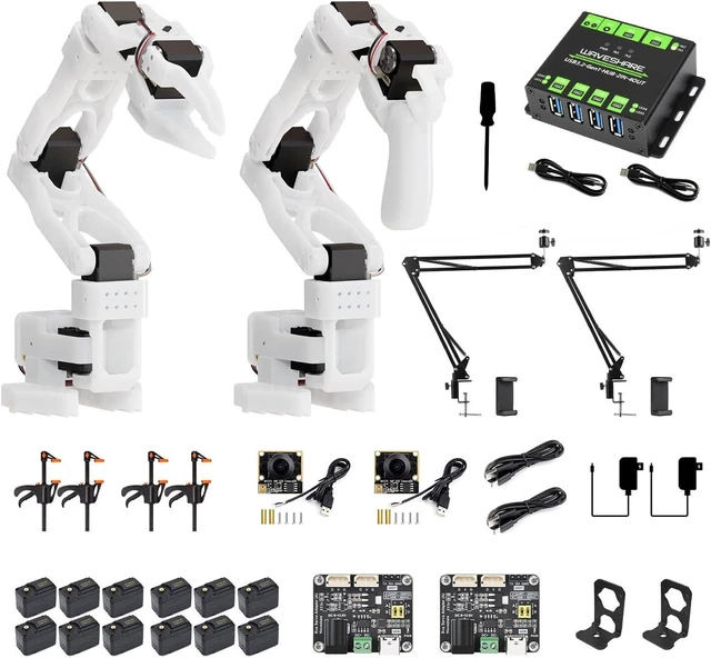 Main image of Waveshare SO-ARM100, Open-Source 6-Axis Robotic Arm, Native Support for Hugging Face LeRobot, High-Torque Bus Servo, Photosensitive Resin 3D-Printed Parts, CAM Kit