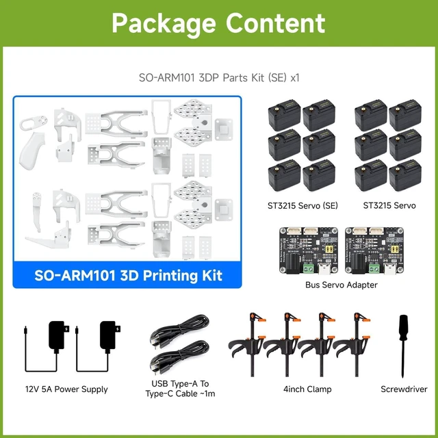 Alt view image 2 of 7 - Waveshare SO-ARM101, Open-Source 6-Axis Robotic Arm, Native Support for Hugging Face LeRobot, High-Torque Bus Servo, Photosensitive Resin 3D-Printed Parts, 3DP Parts Kit (SE)
