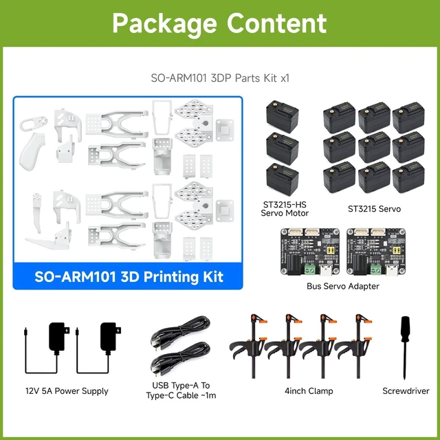 Alt view image 2 of 7 - Waveshare SO-ARM101, Open-Source 6-Axis Robotic Arm, Native Support for Hugging Face LeRobot, High-Torque Bus Servo, Photosensitive Resin 3D-Printed Parts, 3DP Parts KIt