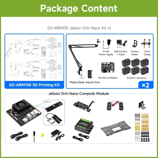 Alt view image 2 of 7 - Waveshare SO-ARM100, Open-Source 6-Axis Robotic Arm, Native Support for Hugging Face LeRobot, High-Torque Bus Servo, Photosensitive Resin 3D-Printed Parts, Jetson Orin Nano Kit