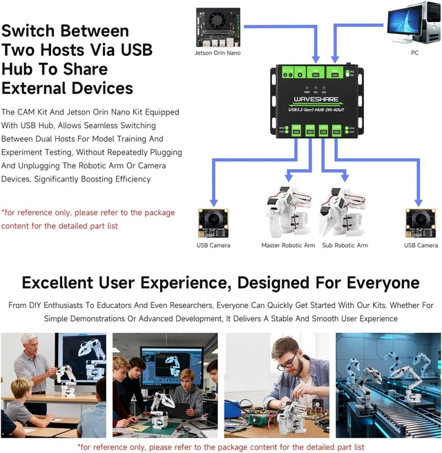 Alt view image 7 of 7 - Waveshare SO-ARM100, Open-Source 6-Axis Robotic Arm, Native Support for Hugging Face LeRobot, High-Torque Bus Servo, Photosensitive Resin 3D-Printed Parts, Jetson Orin Nano Kit
