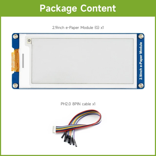 Alt view image 2 of 6 - waveshare 2.9inch E-Paper Display (G), E-Ink Display, 296x128, Red/Yellow/Black/White, SPI Interface, with Driver Board