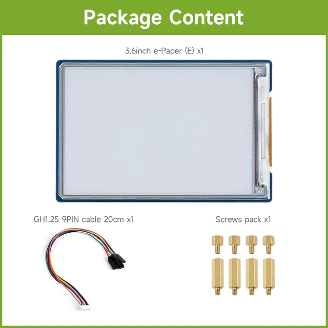Alt view image 2 of 7 - Waveshare 3.6inch E Ink Spectra 6 (E6) Full Color E-Paper Display, 600×400 Pixels, SPI Communication, with HAT+ Standard Driver Board, E-Ink Display