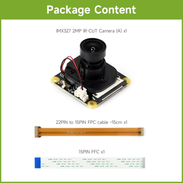 Alt view image 2 of 5 - Waveshare IMX327 2MP IR-Cut Camera, Starlight Camera Sensor, Fixed-Focus, 90° Diagonal FOV, Compatible with Raspberry Pi Series Boards