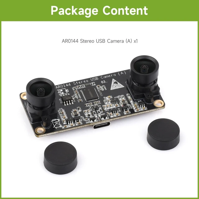 Alt view image 2 of 5 - Waveshare AR0144 2MP Stereo USB Camera Module, AR0144 Sensor Chip, USB2.0 Port, Synchronized Same-Frame Output, 52mm Baseline, Featuring Distortion-Free Lenses