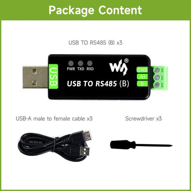Alt view image 2 of 7 - Waveshare 3PCS Industrial USB to RS485 Bidirectional Converter Onboard Original CH343G Multi-Protection Circuits