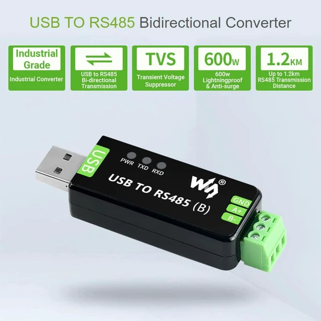Alt view image 3 of 7 - Waveshare 3PCS Industrial USB to RS485 Bidirectional Converter Onboard Original CH343G Multi-Protection Circuits