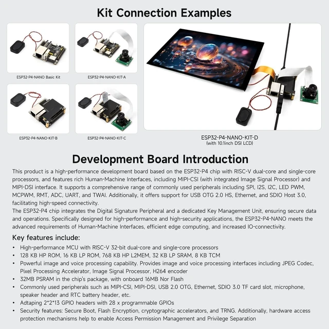Alt view image 5 of 7 - Waveshare 2PCS ESP32-P4-NANO High-Performance Development Board, Based On ESP32-P4 Chip with RISC-V Dual-core and Single-core Processors, Bundle with Speaker (2 Items)