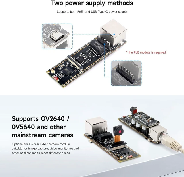 Alt view image 7 of 7 - Waveshare 2PCS ESP32-S3 ETH Development Board, 10/100Mbps RJ45 Ethernet Port, Wi-Fi & BT Support, 240MHz Dual Core Processor, Onboard Type-C Port and TF Card Slot, PoE Module