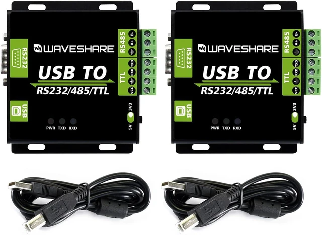 Main image of waveshare 2PCS USB to RS232/RS485/TTL Industrial Isolated Converter with Original FT232RL Embedded Protection Circuits and Aluminium Alloy Enclosure for Industrial Control Equipments