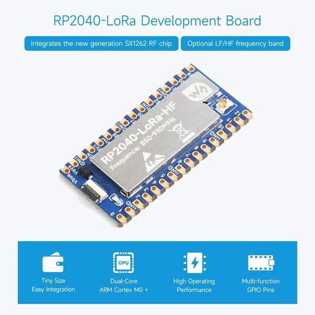 Alt view image 3 of 7 - Waveshare 2PCS RP2040-LoRa Development Board, Integrates SX1262 RF Chip, Long-Range Communication, HF Kit, Bundle with USB Type-C Adapter Board and 8PIN FPC Cable ~15cm