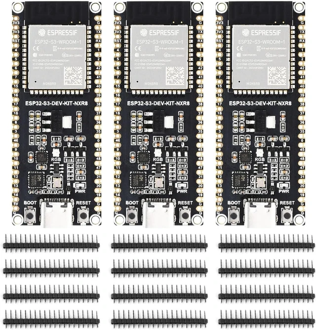 Main image of Waveshare 2PCS ESP32-S3 Microcontroller, 2.4GHz Wi-Fi Development Board, 240MHz Dual Core Processor, ESP32-S3-WROOM-1 Module, 16MB Flash, Without Header