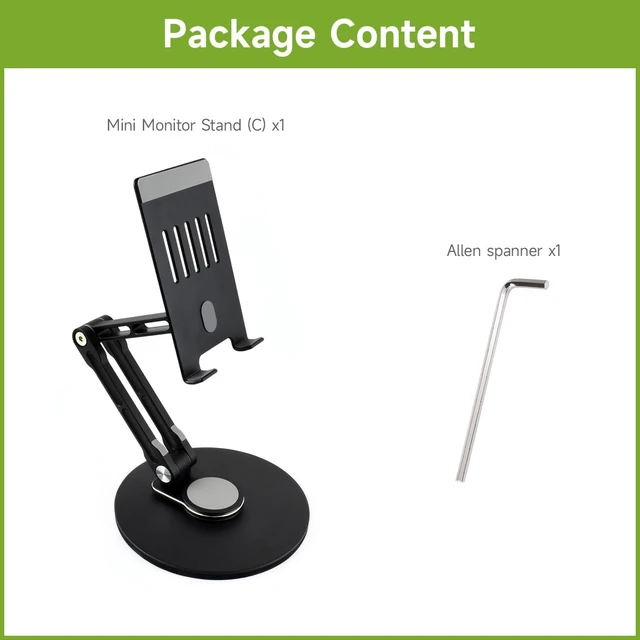 Alt view image 2 of 5 - Waveshare Portable Monitor Adjustable Stand, Compatible with 4~18.5inch Monitors, Supports Multi-axis Rotation, Weighted Base and Ergonomic Design, Foldable for Easy Storage
