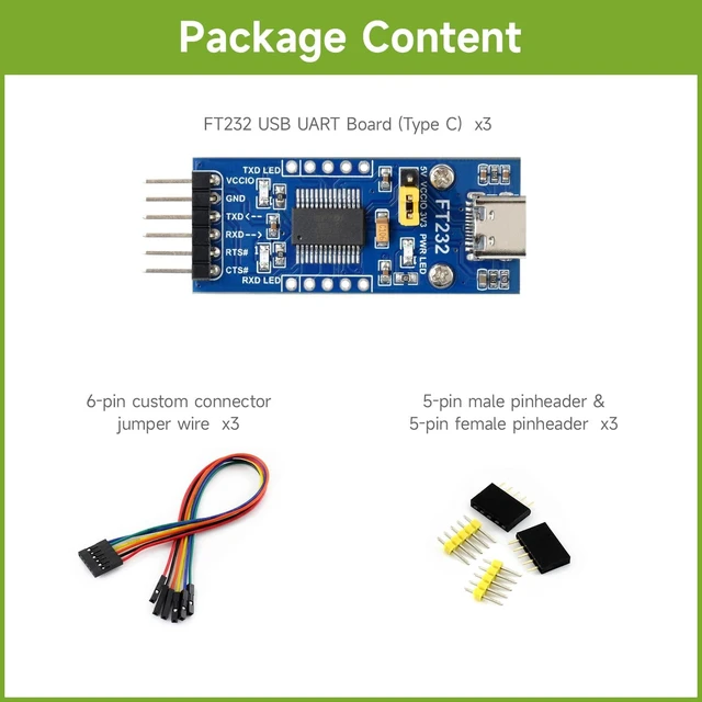 Alt view image 2 of 3 - waveshare 3PCS FT232 USB to TTLUART Communication Module, USB Type C Connector, Compatible with Mac OS, Linux, Android, Wince, Windows 7/8/8.1/10/11...
